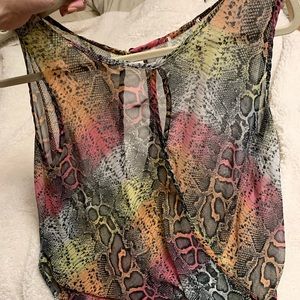 Animal print sheer shirt